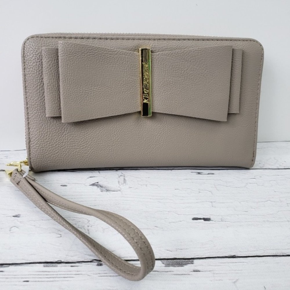 BETSEY JOHNSON Stone Bow Zip Around Wallet